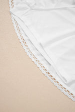 White Plus Size Frilled Elastic Waist Lace Trim Boho Ruffled Shorts - MarkoFit