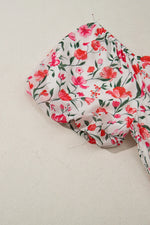 Pink Plus Size Floral Square Neck Puff Sleeve Ruffle Maxi Dress - MarkoFit