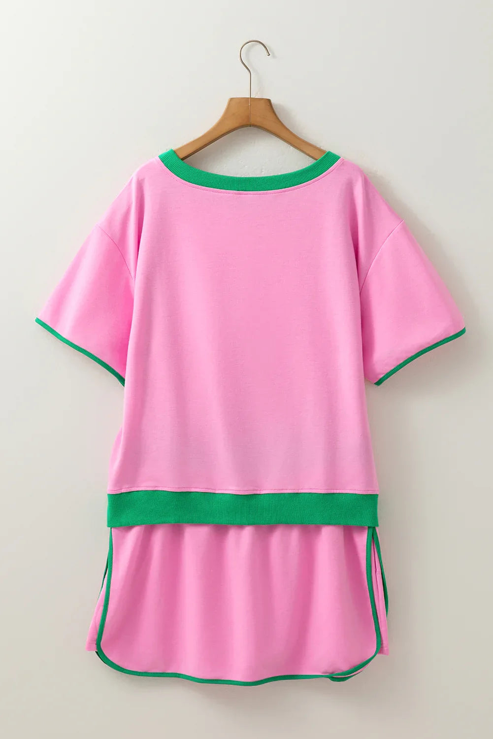 Bonbon Plus Size Contrast Trim T Shirt and Skirt Two Piece Set - MarkoFit