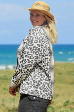 Black Plus Size Plaid Leopard Printed Patchwork Button Up Shacket - MarkoFit