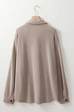 Smoke Gray Solid Corded Drop Shoulder Plus Size Shacket - MarkoFit