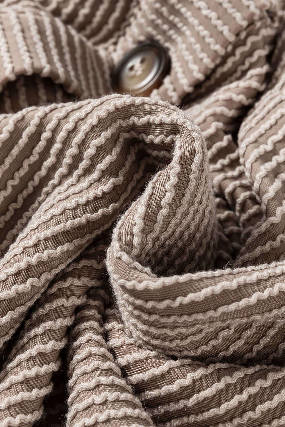 Smoke Gray Solid Corded Drop Shoulder Plus Size Shacket - MarkoFit