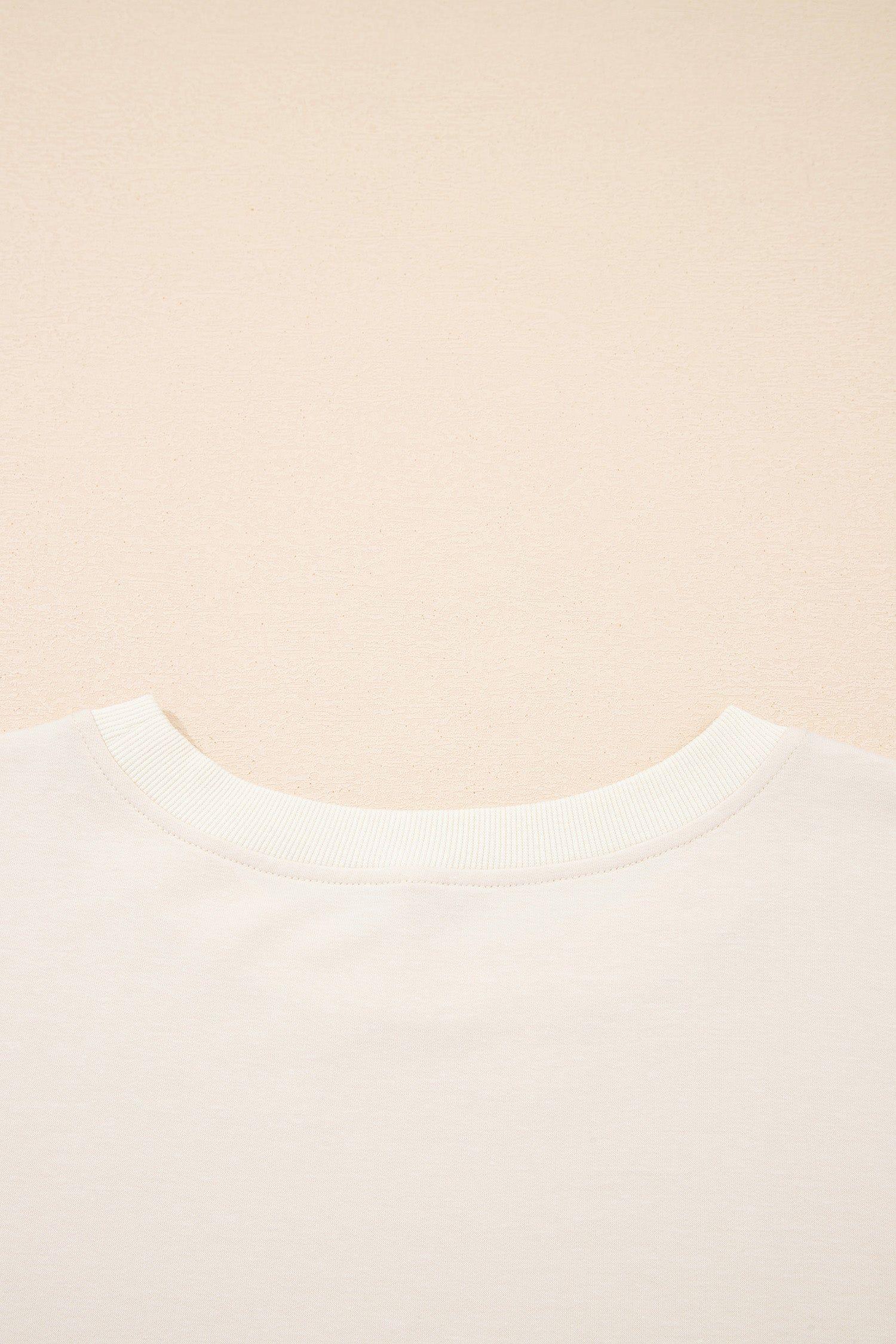 Apricot Camo Print Patchwork Sleeve Raw Hem Plus Size Sweatshirt - MarkoFit