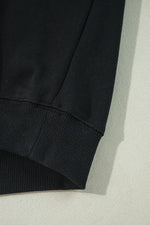 Black Solid Crew Neck Drop Shoulder Plus Size Sweatshirt - MarkoFit