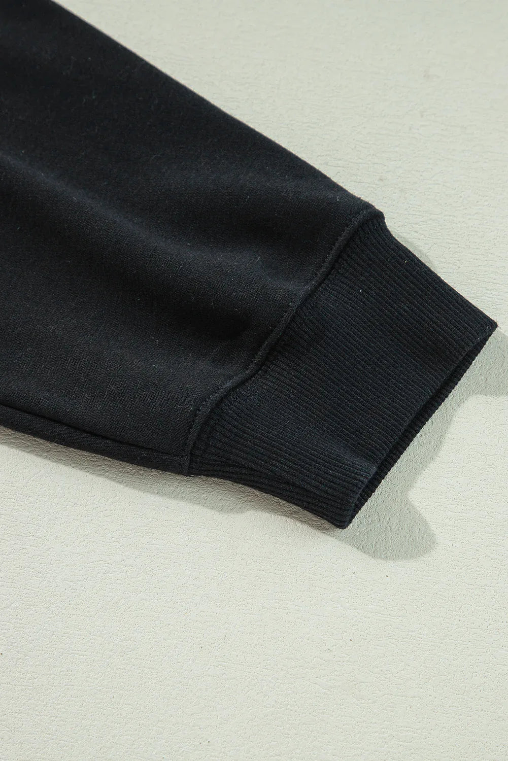 Black Solid Crew Neck Drop Shoulder Plus Size Sweatshirt - MarkoFit