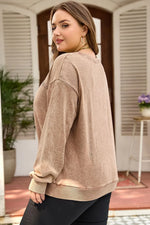 DUNE saved by grace Embroidered Mineral Wash Plus Size Sweatshirt - MarkoFit