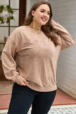 DUNE saved by grace Embroidered Mineral Wash Plus Size Sweatshirt - MarkoFit