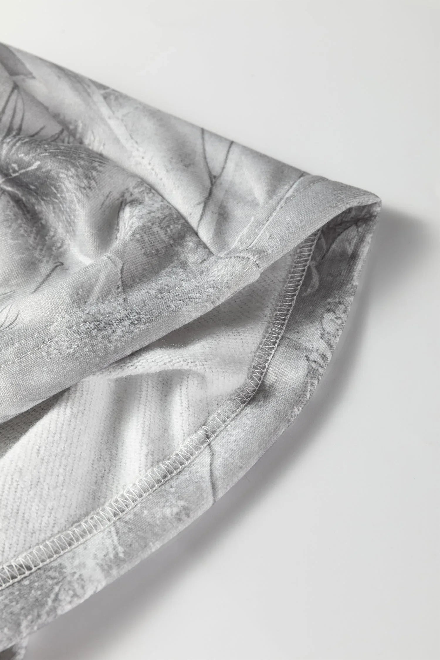 Gray Plus Size Camouflage Woodland Print Oversized Sporty Hoodie - MarkoFit