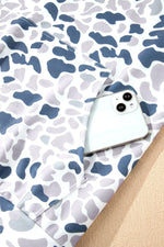 Multicolour Plus Camouflage Print Quarter Zip Kangaroo Pocket Pullover Sweatshirt - MarkoFit