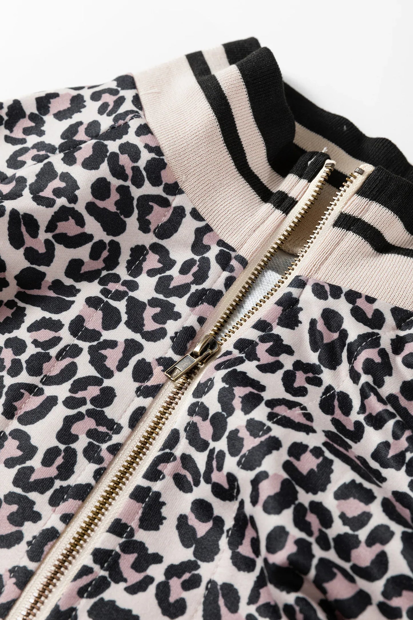 Khaki Leopard Print Half Zip up Blouse - MarkoFit