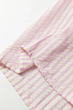 Pink Stripe Leopard Patchwork Long Sleeve Shirt - MarkoFit