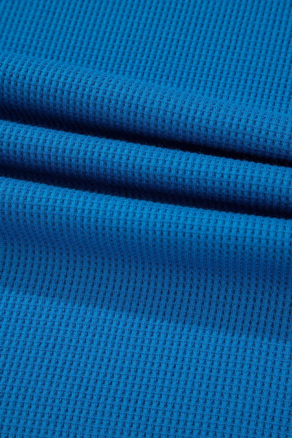 Sky Blue Lace Floral Patchwork Sleeve Stitching V Neck Rib Knit Blouse - MarkoFit