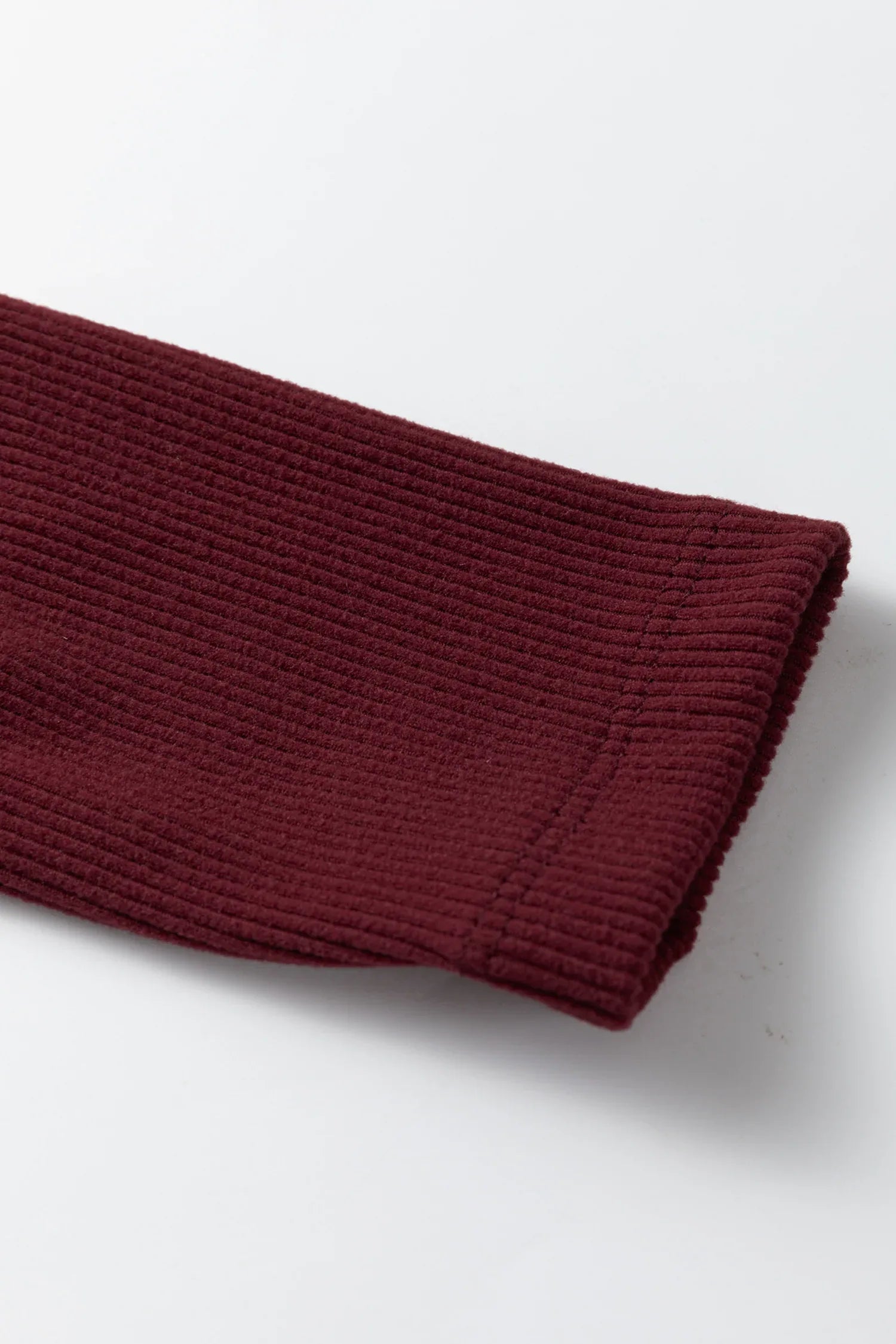 Coffee Ribbed Solid Color U Neck Cropped Long Sleeve Top - MarkoFit