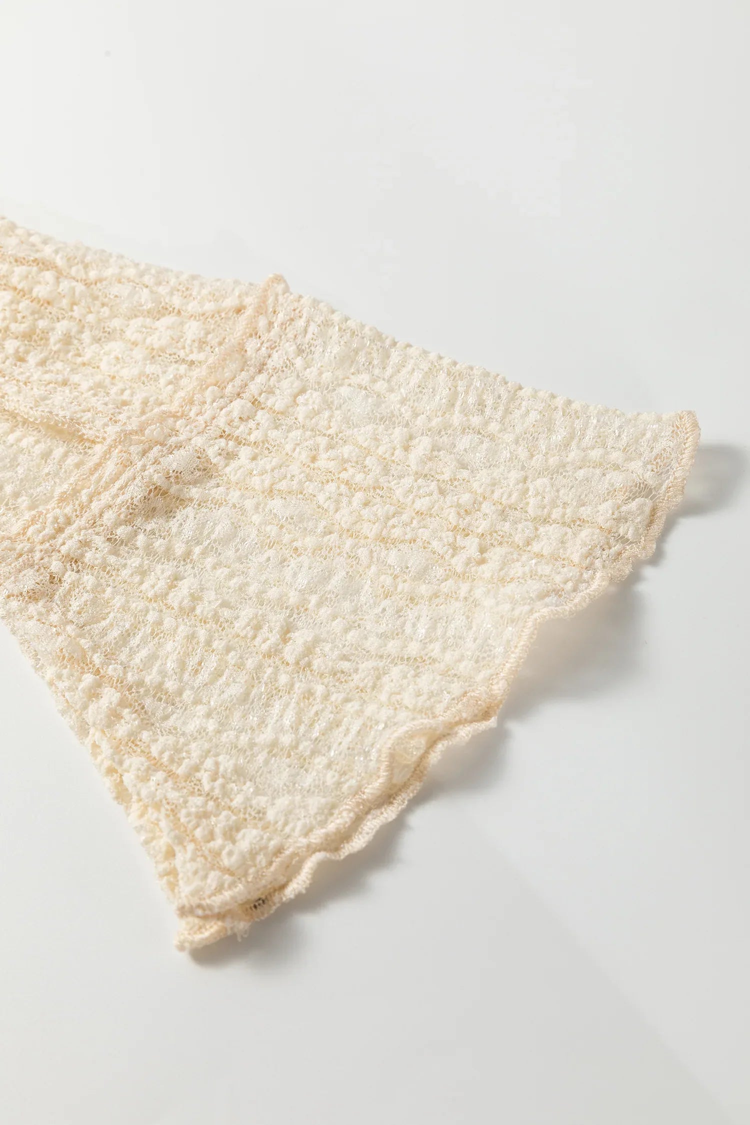 Apricot Flounced Long Sleeve Mock Neck Sheer Lace Top - MarkoFit