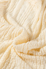 Apricot Flounced Long Sleeve Mock Neck Sheer Lace Top - MarkoFit