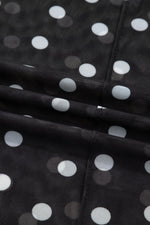 Black Polka Dot Patterned Bodycon Mock Neck Mesh Long Sleeve Top - MarkoFit