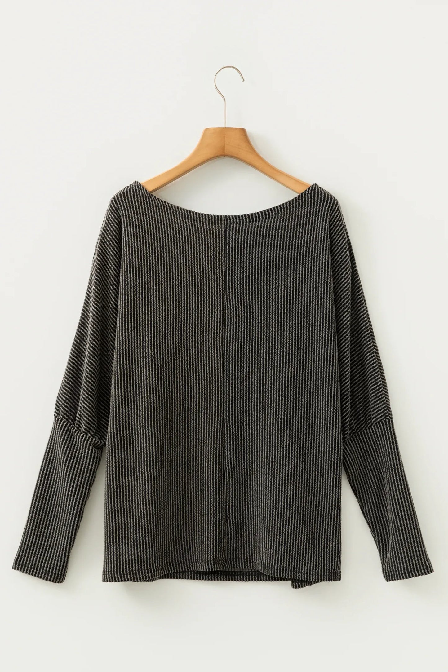 Carbon Grey Twisted Ribbed Dolman Long Sleeve Top - MarkoFit