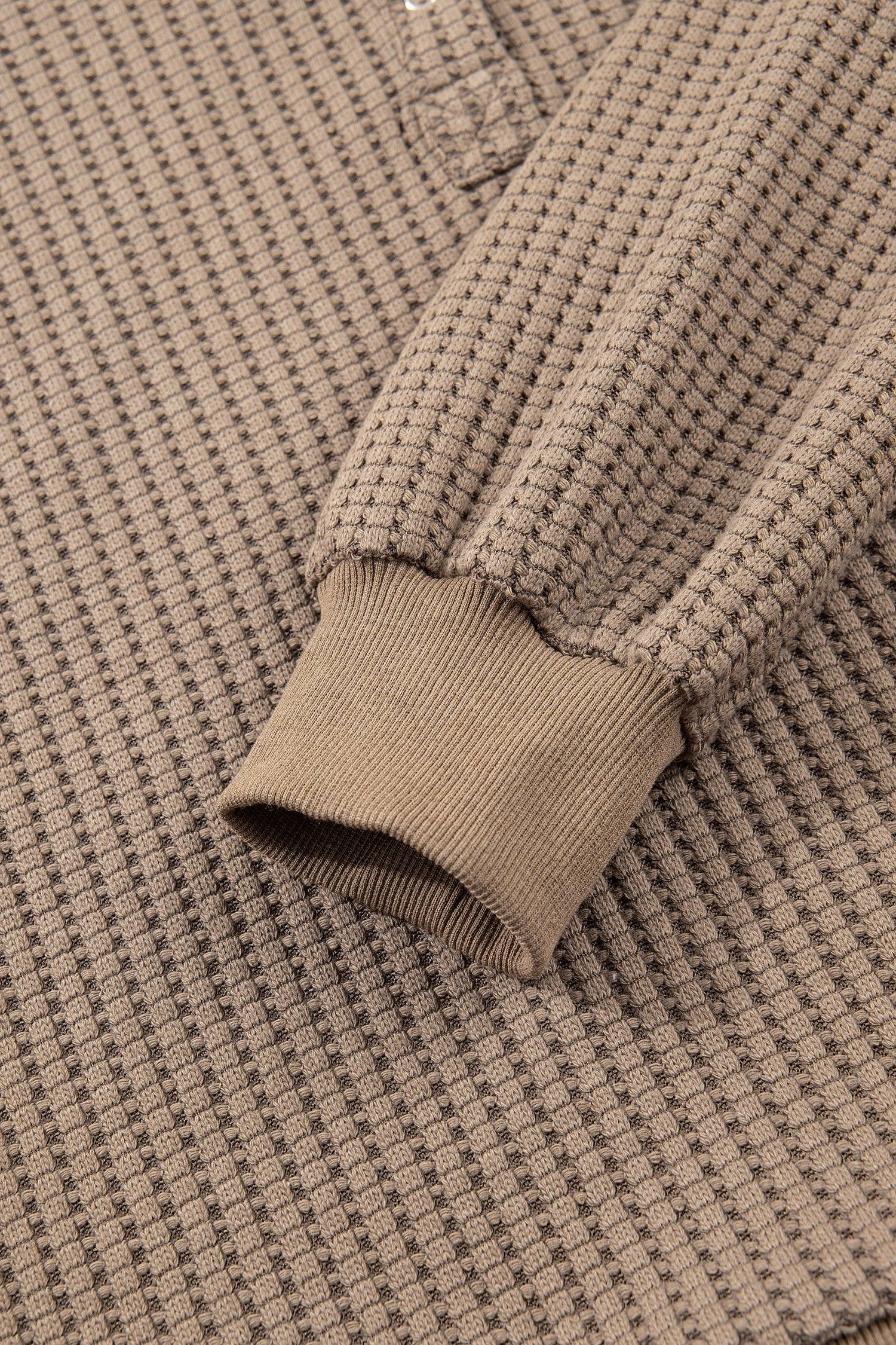 Casual Solid Color Textured Snap Button Collared Baggy Top - MarkoFit