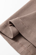 Old Rose Solid Color Waffle Knit Asymmetric Neck Long Sleeve Top - MarkoFit