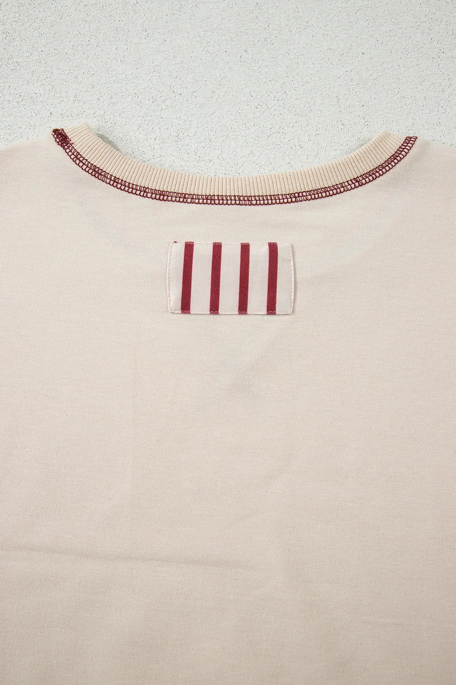 Red Stripe Sleeve Patchwork Casual Knit Top - MarkoFit