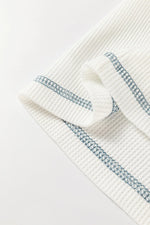 White Floral Patchwork Waffle Knit Raglan Top - MarkoFit