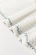 White Floral Patchwork Waffle Knit Raglan Top - MarkoFit