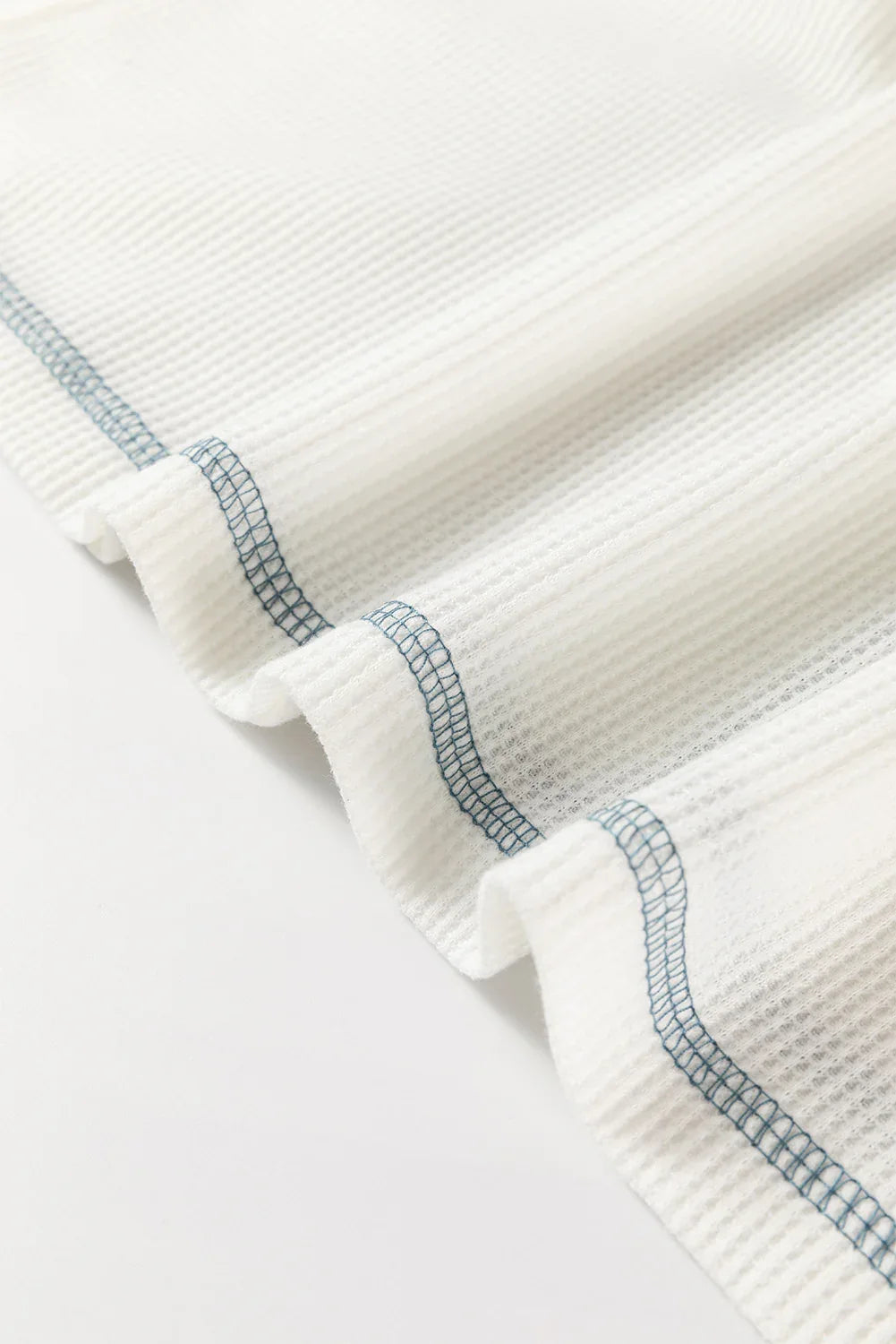 White Floral Patchwork Waffle Knit Raglan Top - MarkoFit