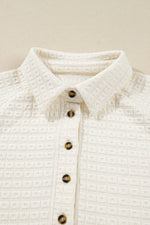 Beige Pineapple Textured Half Button Collared Sweatshirt - MarkoFit