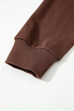 Coffee Varsity Striped Detail Drop Shoulder Oversized Sweatshirt - MarkoFit