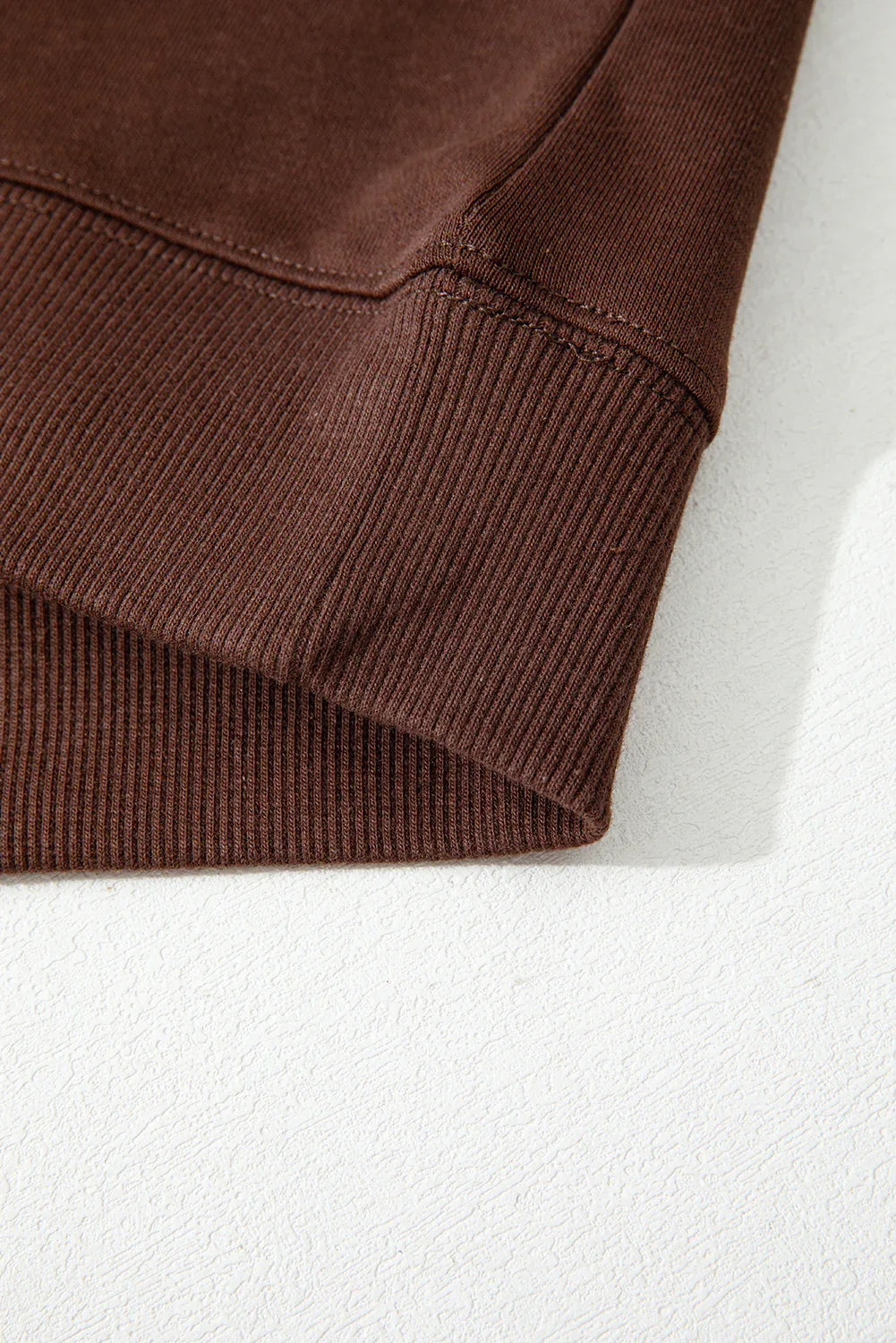 Coffee Varsity Striped Detail Drop Shoulder Oversized Sweatshirt - MarkoFit