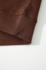 Coffee Varsity Striped Detail Drop Shoulder Oversized Sweatshirt - MarkoFit