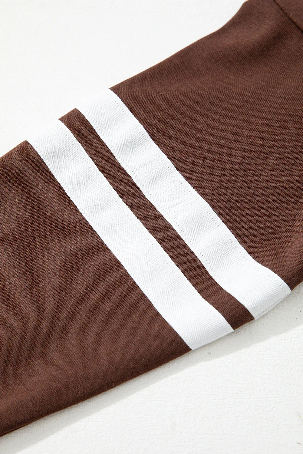 Coffee Varsity Striped Detail Drop Shoulder Oversized Sweatshirt - MarkoFit