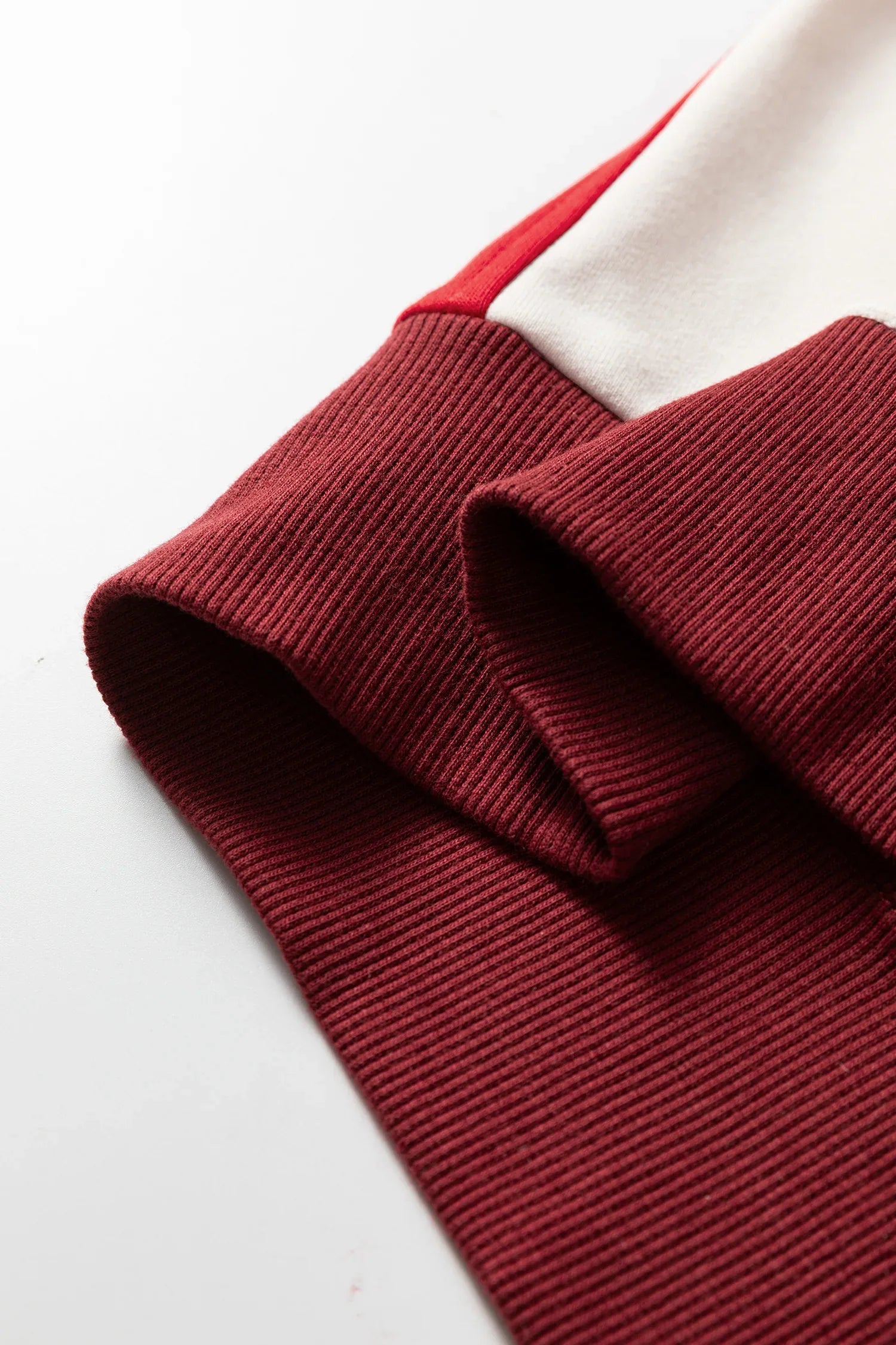 Fiery Red Color Block Patchwork Snap Button Polo Sweatshirt - MarkoFit