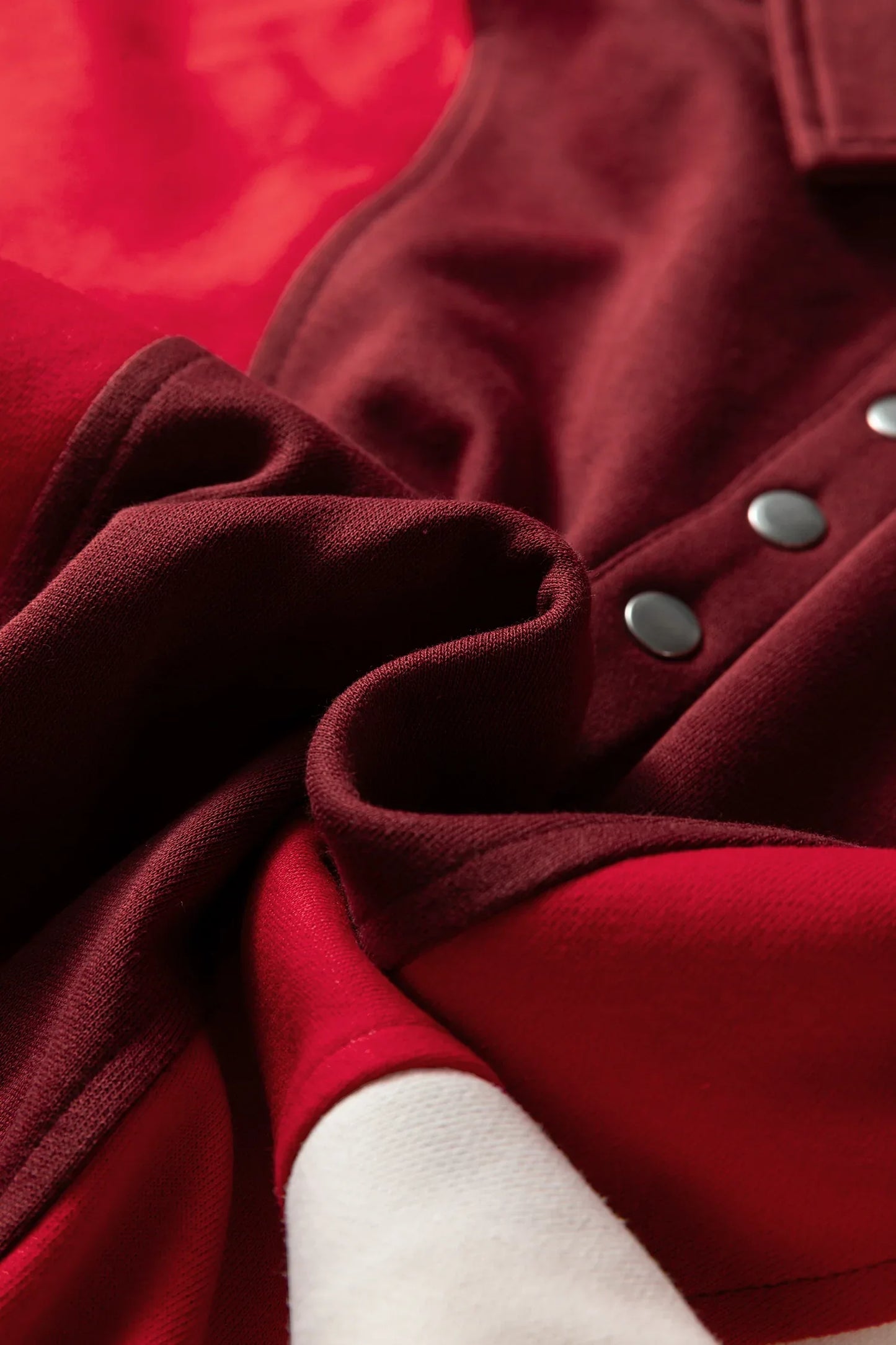 Fiery Red Color Block Patchwork Snap Button Polo Sweatshirt - MarkoFit