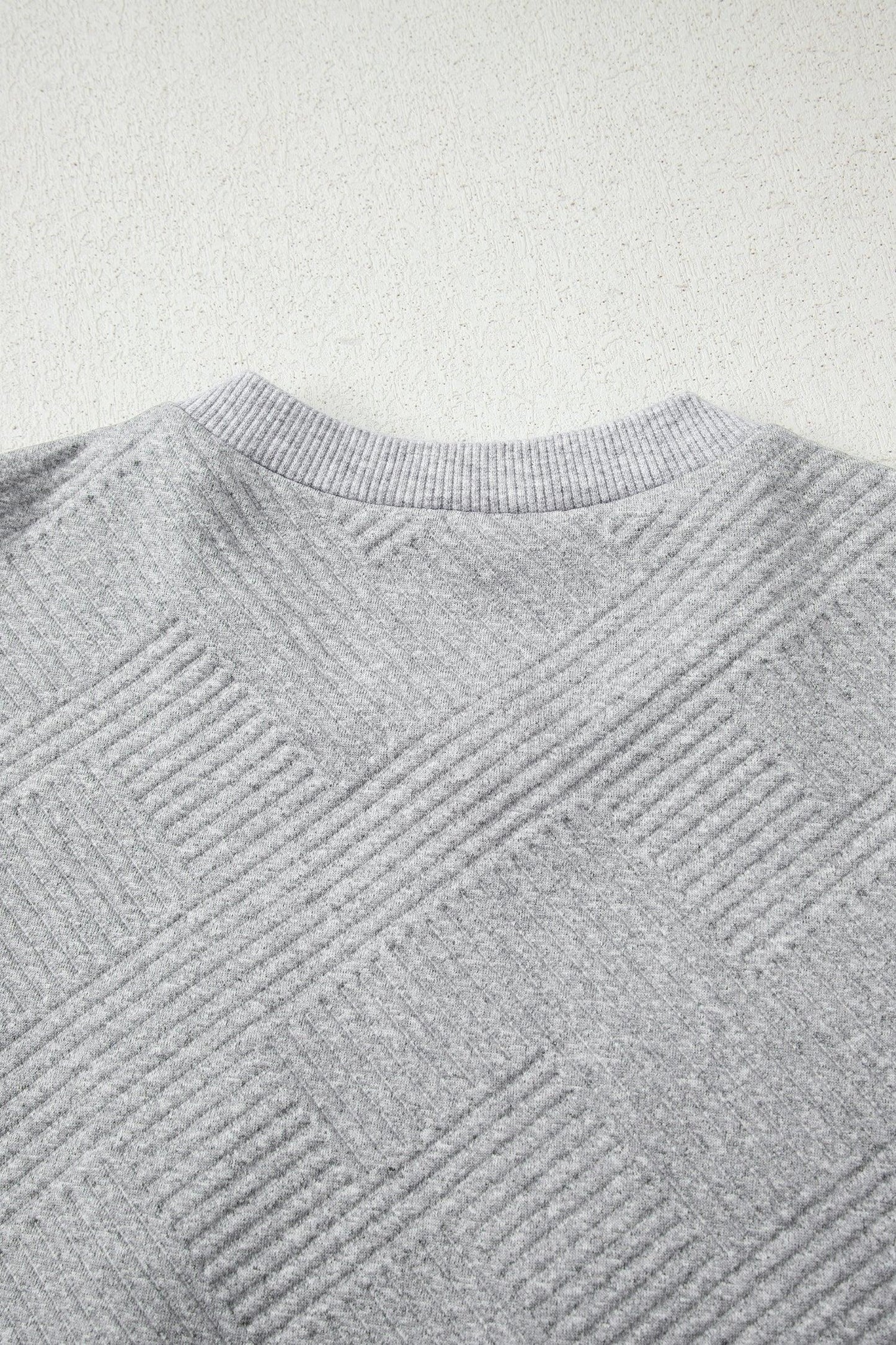 Medium Grey Trendy Textured Half Zip Loose Sweatshirt - MarkoFit