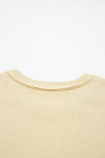 Pale Khaki Floral Applique Baggy Pullover Sweatshirt - MarkoFit