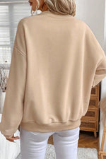 Parchment Embroidered Flower Pattern Drop Shoulder Sweatshirt - MarkoFit