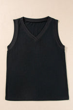 Black Ribbed V Neck Tank - MarkoFit