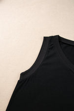 Black Ribbed V Neck Tank - MarkoFit