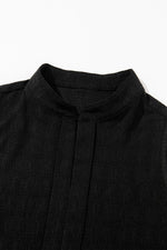 Black Lattice Textured Split Neck Tank Top - MarkoFit