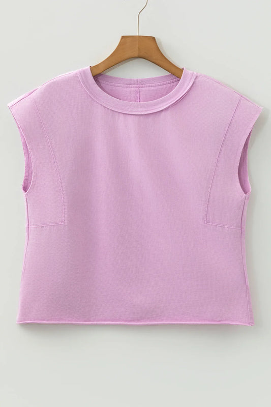 Bright Pink Mineral Wash Boxy Fit Cotton Tank Top - MarkoFit