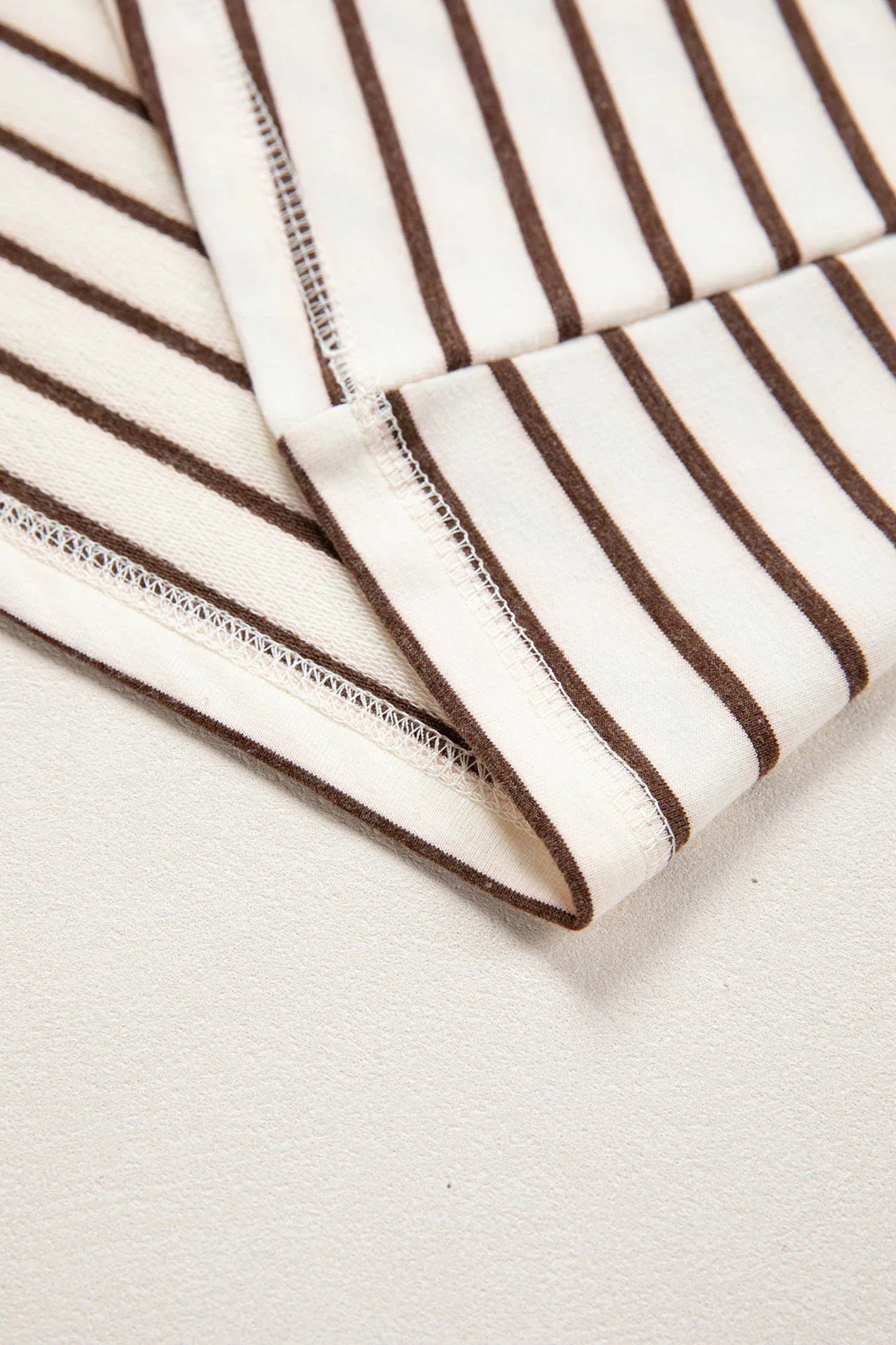 Brown Stripe Ribbed Round Neck Trim Loose Tank Top - MarkoFit