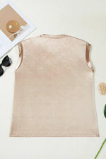 Gold Round Neck Metallic Tank Top - MarkoFit
