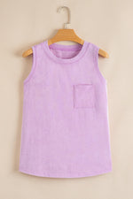 Phalaenopsis Mineral Wash Patched Chest Pocket Casual Tank Top - MarkoFit