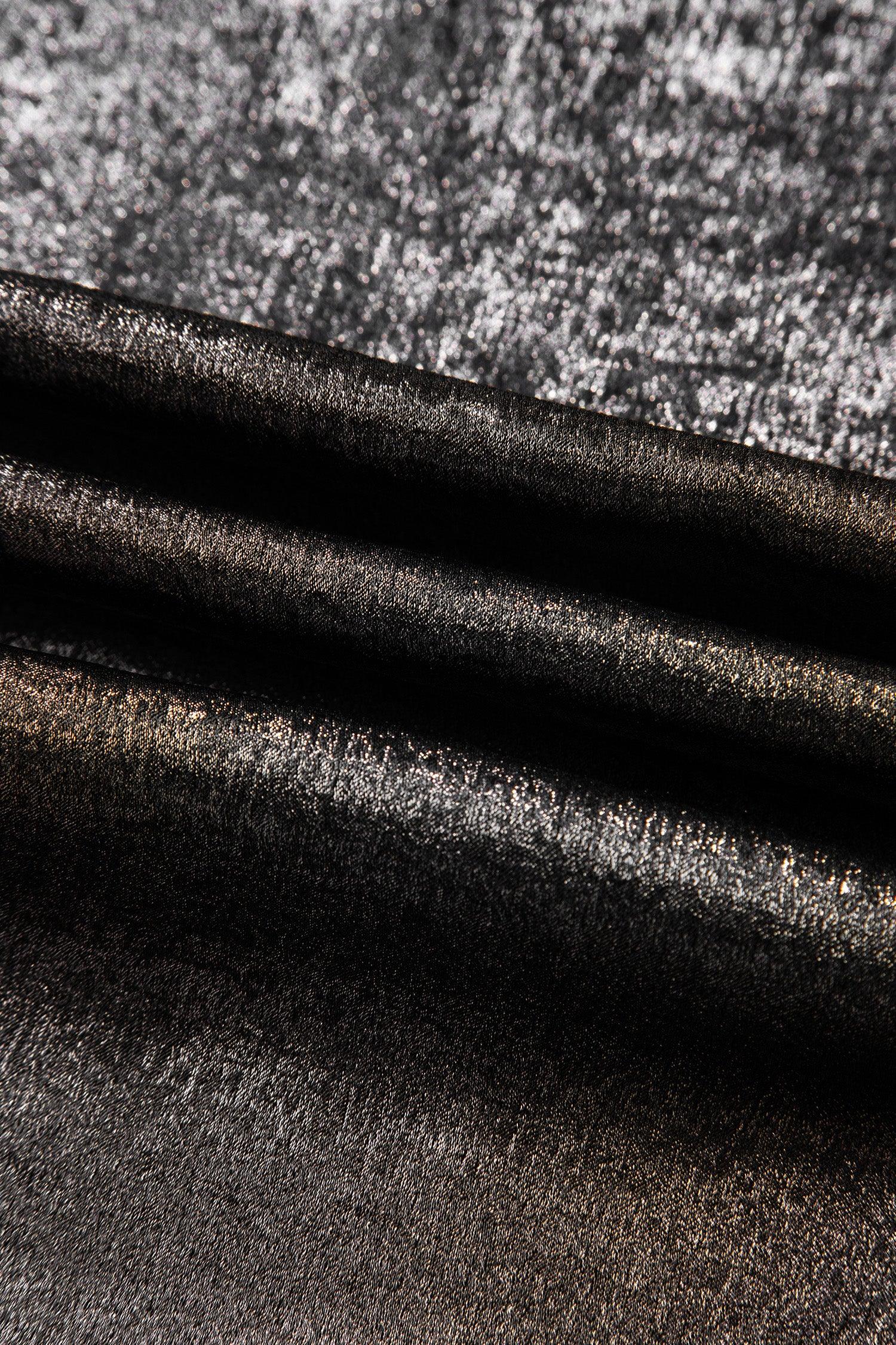 Silvery Metallic Round Neck Ruffle Trim Sleeveless Top - MarkoFit