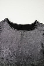 Silvery Metallic Round Neck Ruffle Trim Sleeveless Top - MarkoFit