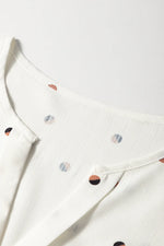 White Polka Dot Print Ruffled Shoulder V Neck Tank Top - MarkoFit