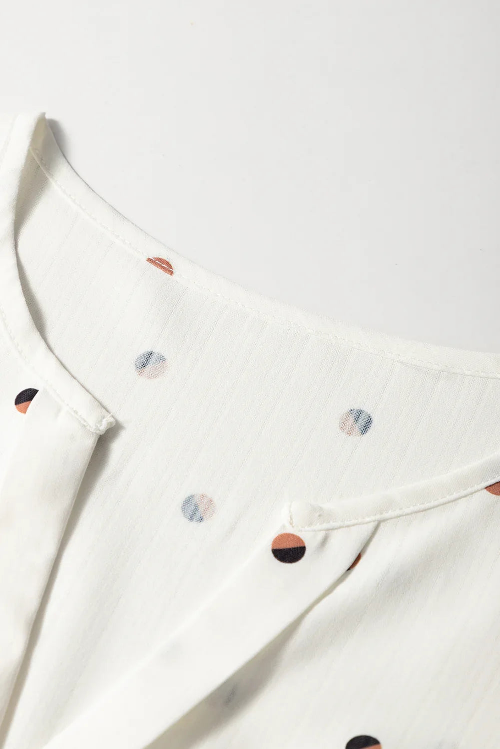 White Polka Dot Print Ruffled Shoulder V Neck Tank Top - MarkoFit