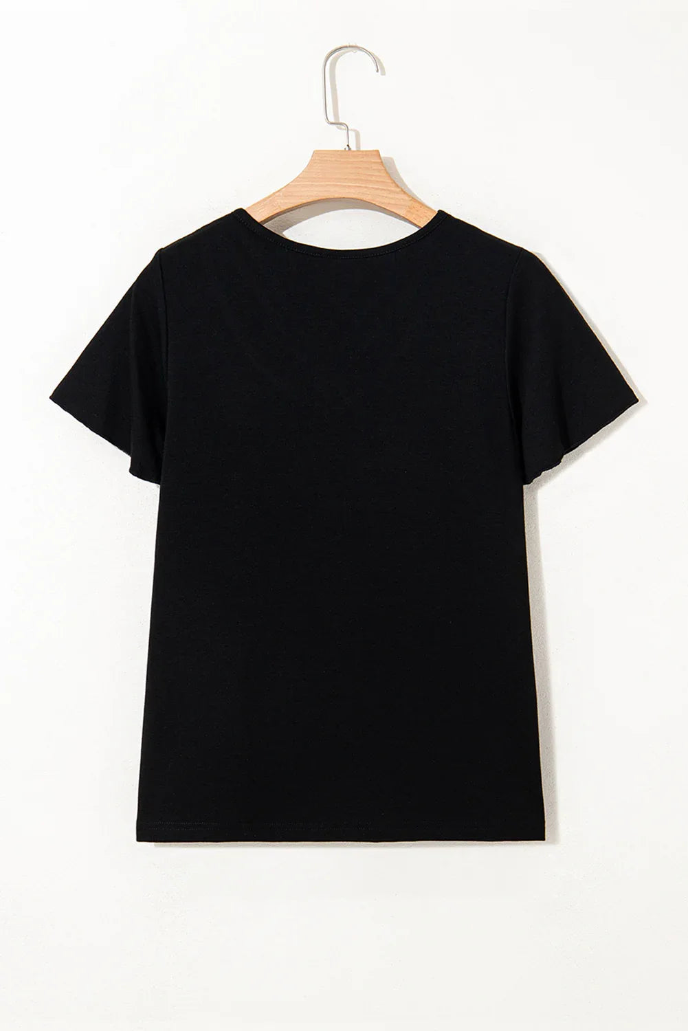 Black Crisscross V Neck Butterfly Sleeve T Shirt - MarkoFit