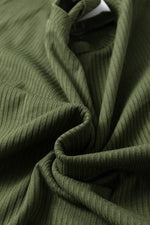 Jungle Green Solid Color Ribbed Ruffled Short Sleeve T Shirt - MarkoFit